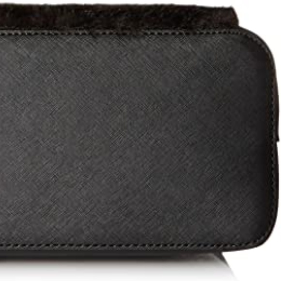 Calvin Klein My Corner Saffiano Faux Fur Satchel Black  $278  NEW & Authentic - Picture 9 of 10
